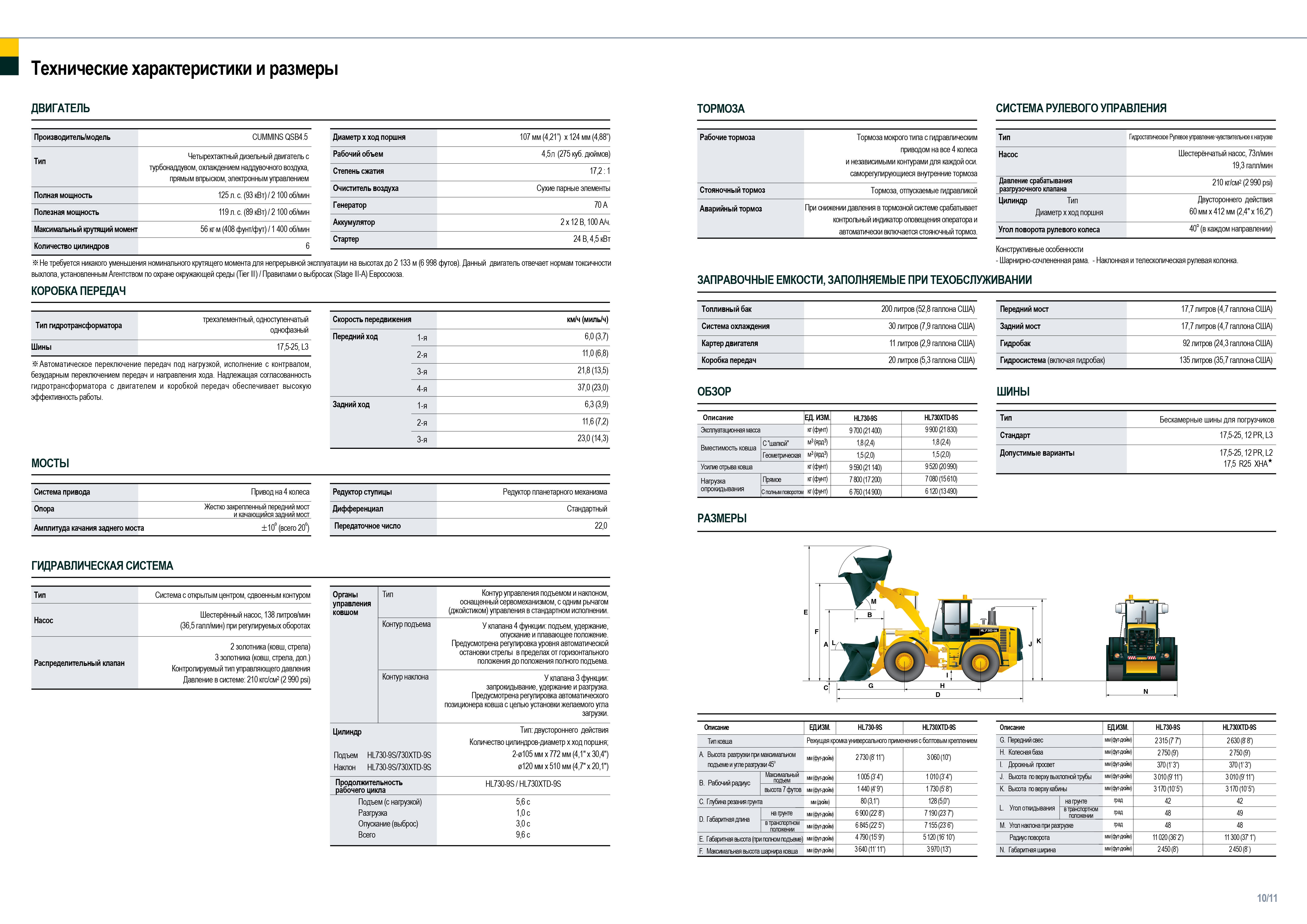 Технические характеристики погрузчика HYUNDAI HL730-9S